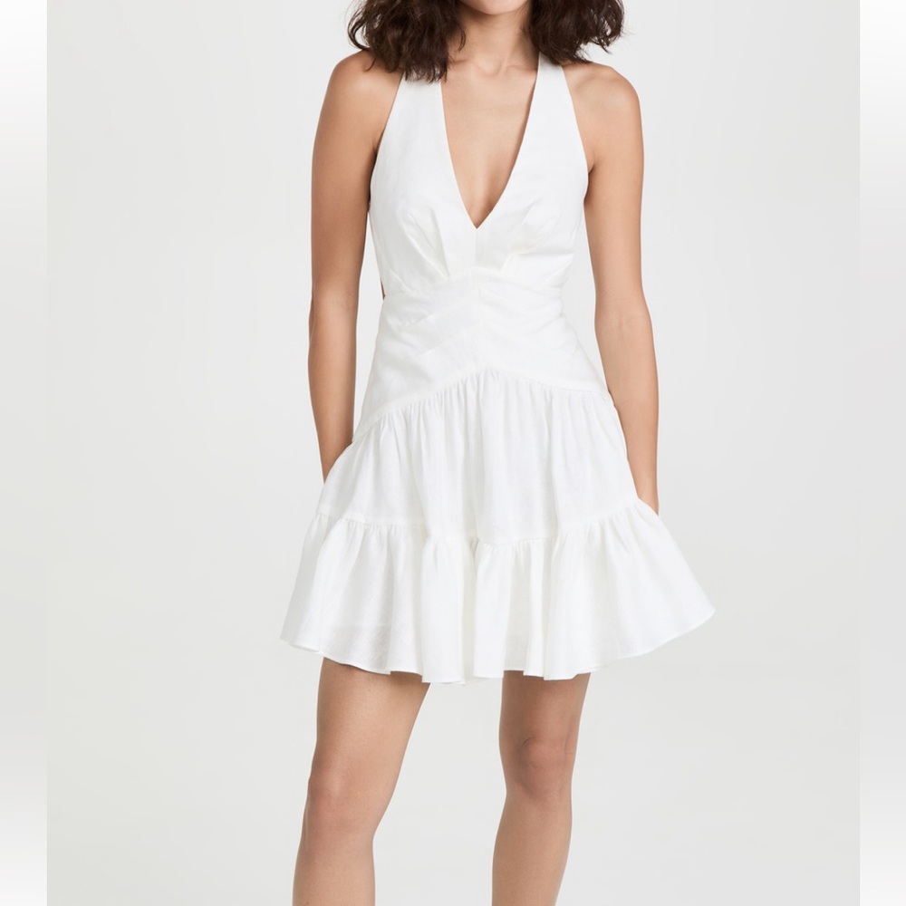 Zimmermann Postcard V-Neck Mini Dress in Ivory
